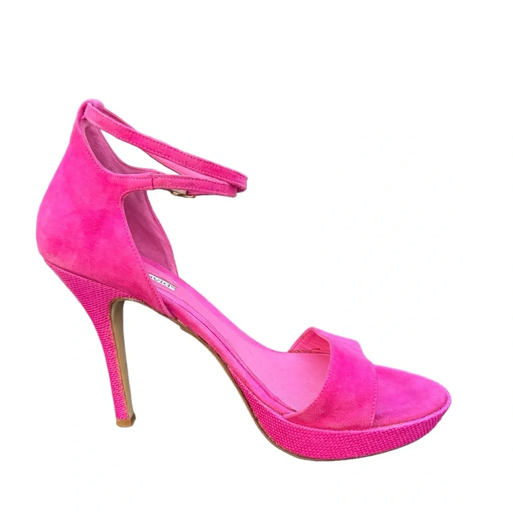 Charles David Made in Italy Pink Suede Leather Platform Stiletto Heel Sandal